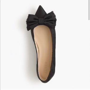 Lottie Satin Pointed Toe Bow Flats